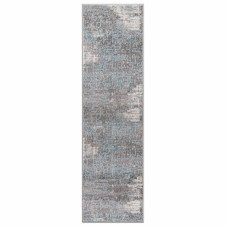 World Rug Gallery Distressed Abstract Design Non Shedding Soft Area Rug 2' x 7' Blue 394BLUE2x7